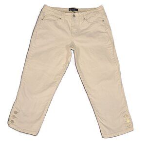 AK Anne Klein Jeans White Bleecker Capris 98% Cotton Size 10